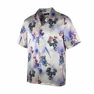 Nahmias Grape Swisher Silk Button Down Shirt SS23 Purple White Mens XXL NEW $730